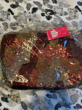 Vince Camuto Red Sequin Cosmetic Pouch
